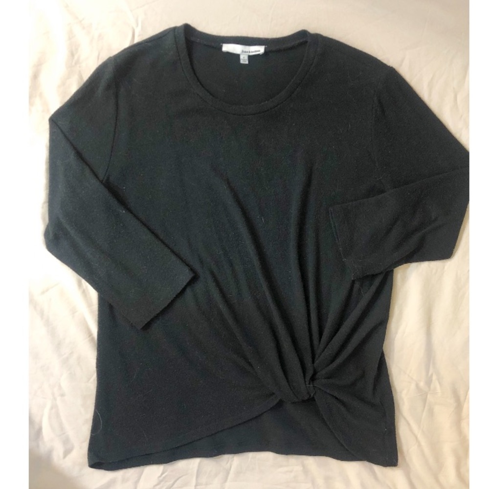 Soft Black Sweater with Front Twist Detail